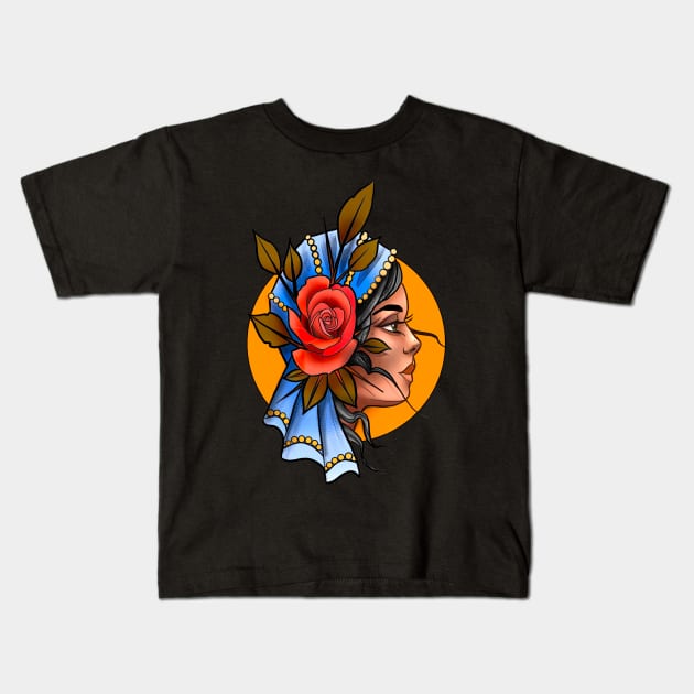 Gypsy woman Kids T-Shirt by churchtattoo